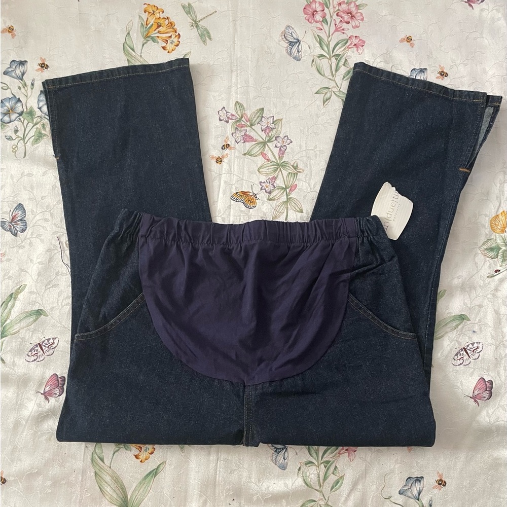 In Due Time Dark Denim Maternity Jeans w/ Panel Sz 14
